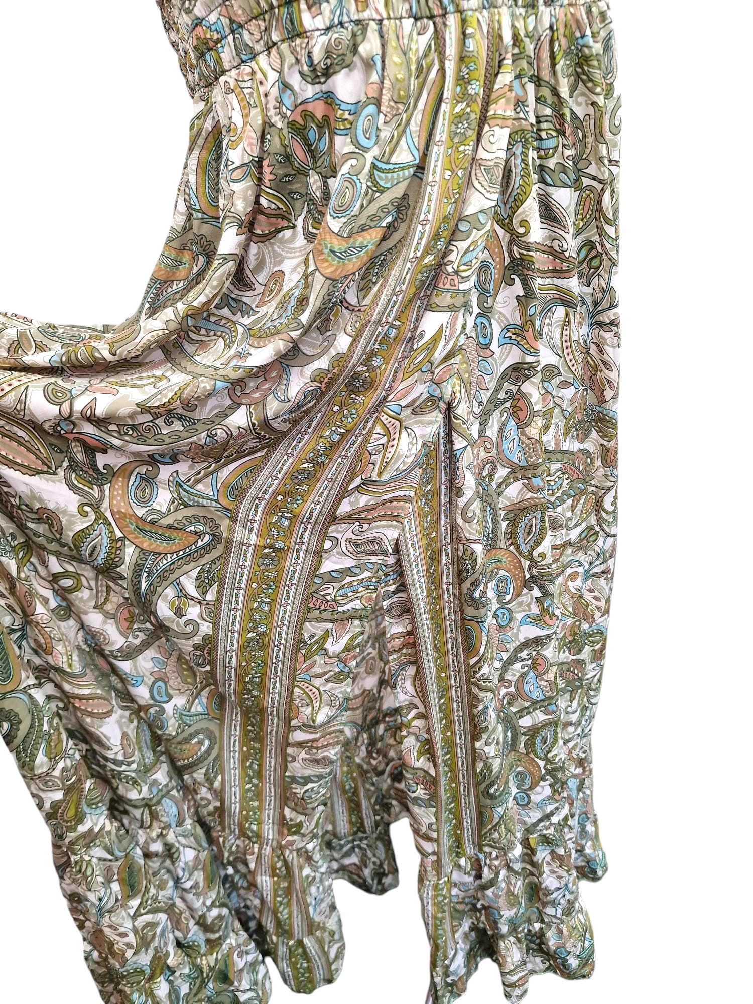 Långklänning med hög slits och smock grön Kjol