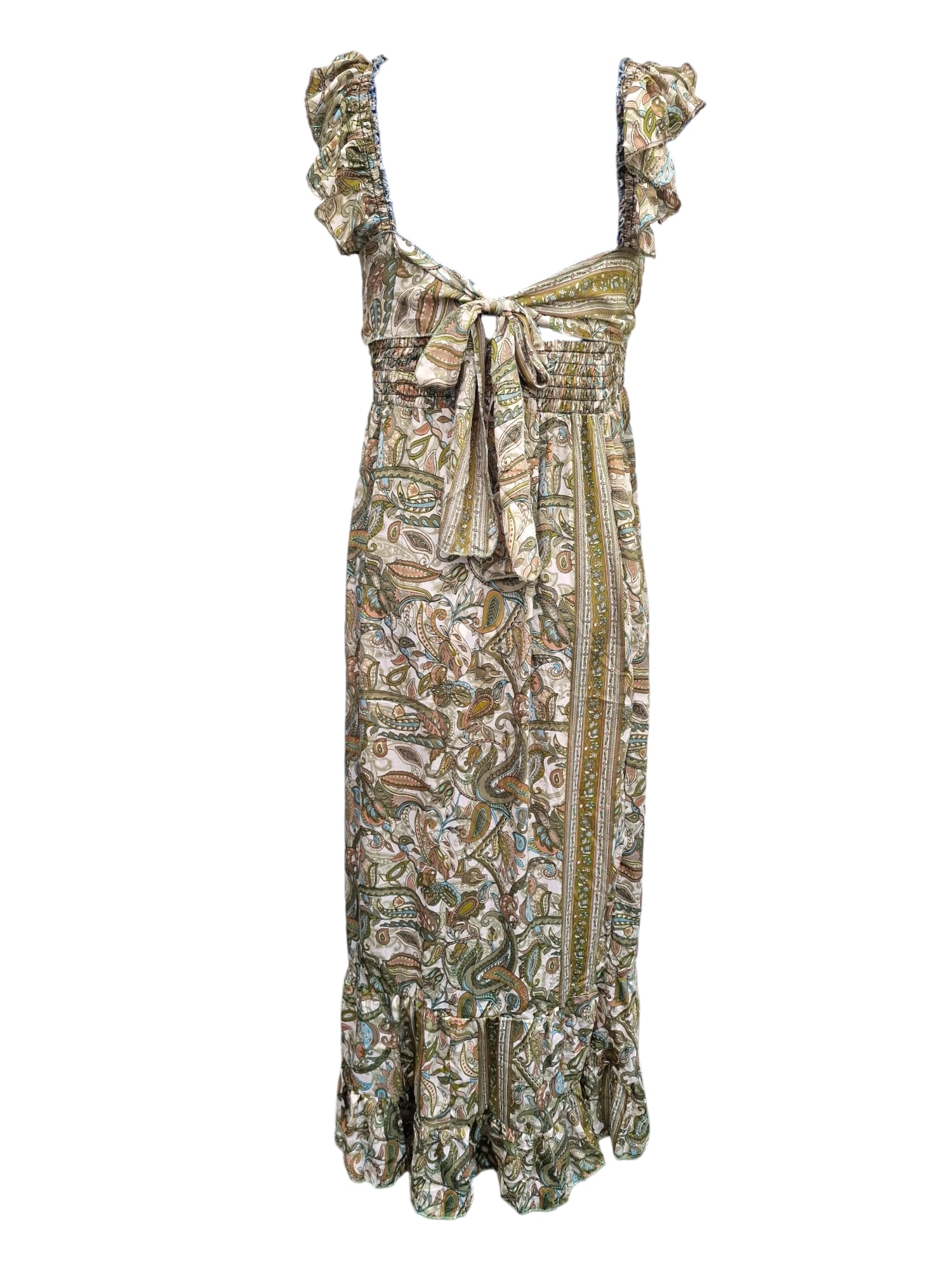 Långklänning med hög slits och smock grön Rygg