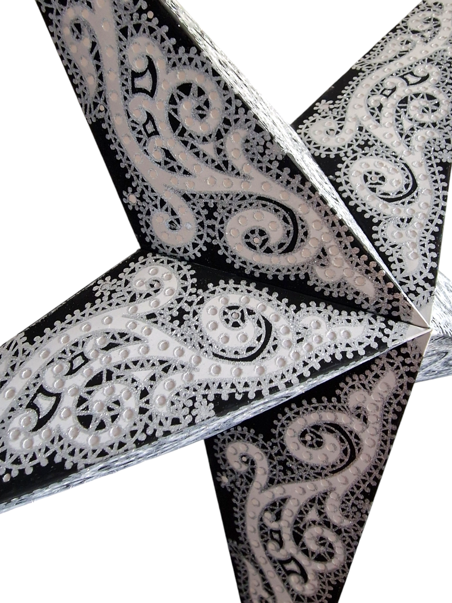 14. Svart Julstjärna med silverglitter