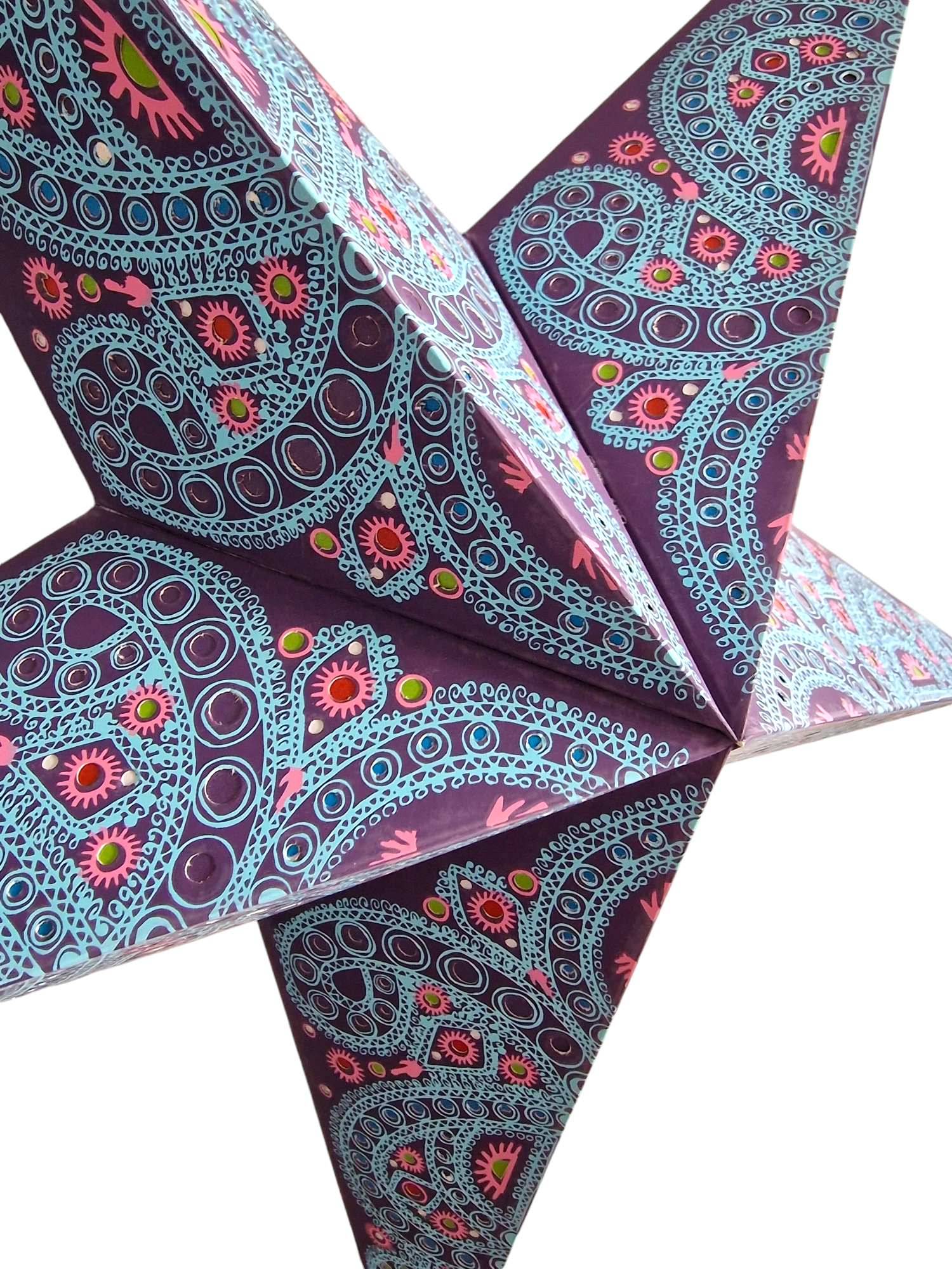 18. Orientalisk Julstjärna Multifärgad med Lila bottenfärg vit bakgrund