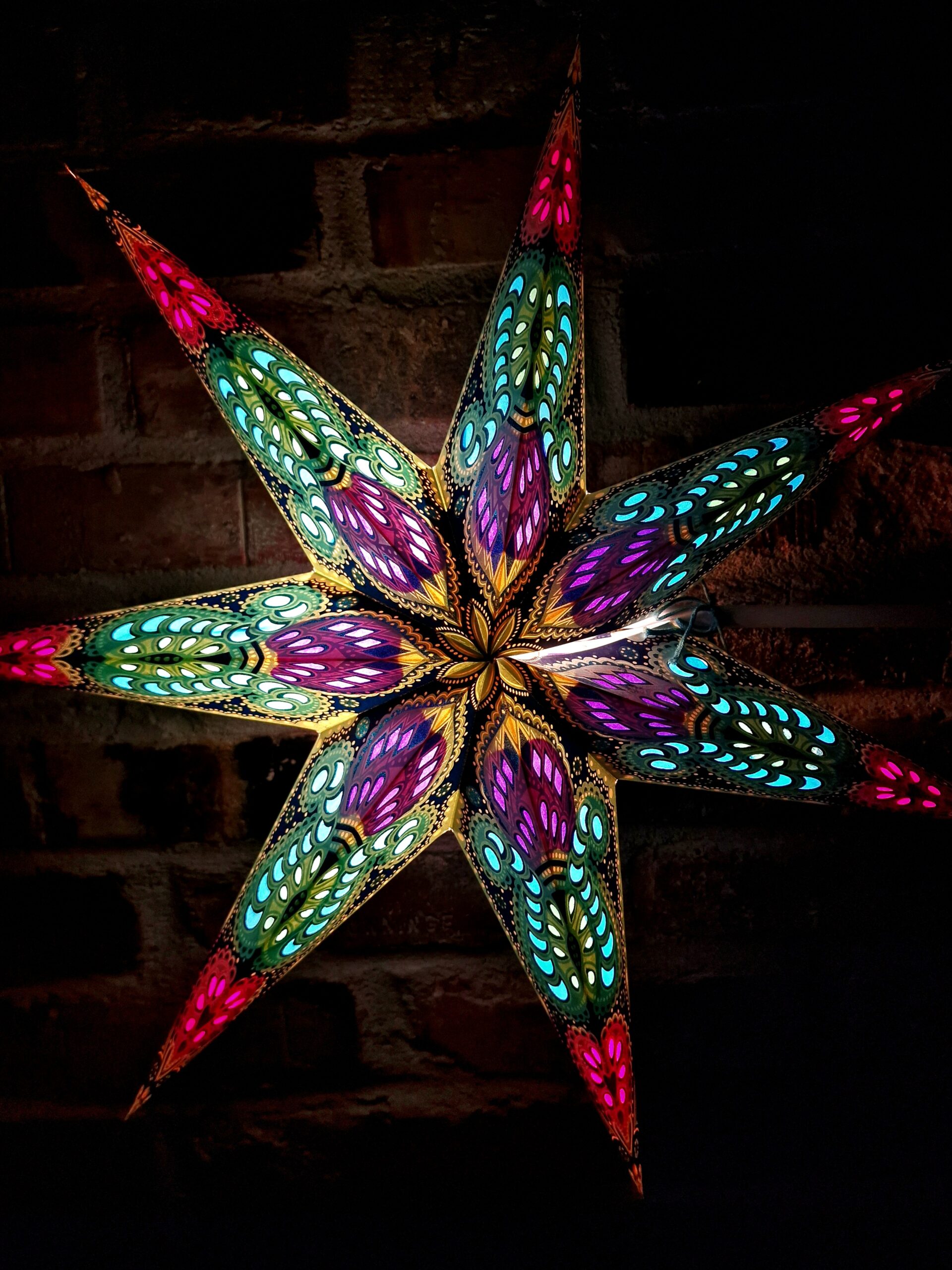 4. Julstjärna Mörkblå 7-armar framifrån