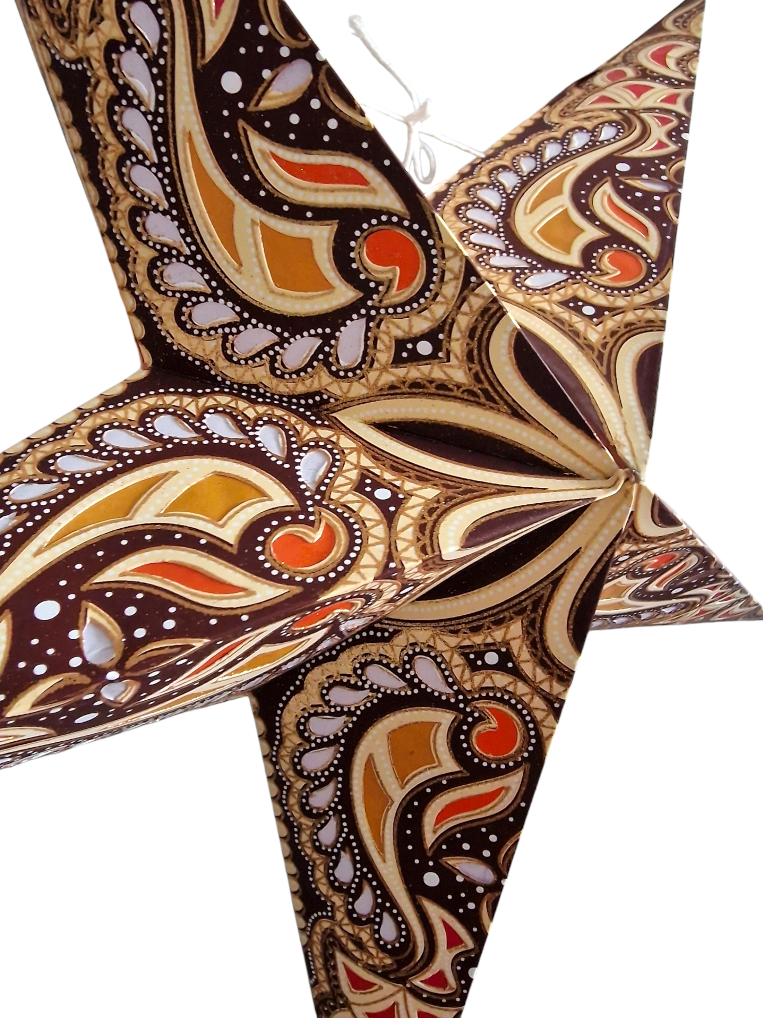 Adventsstjärna Allmoge Brun och Gul vit bakgrund