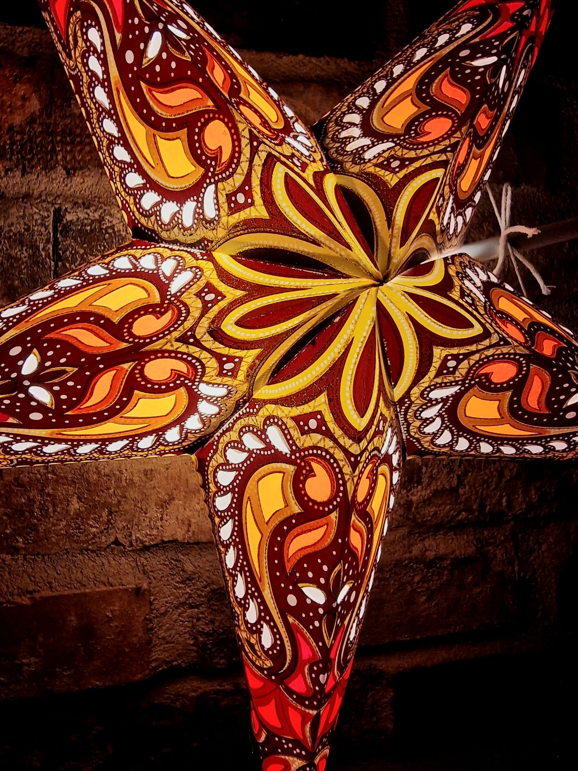 Adventsstjärna Allmoge Gul och brun med glitter