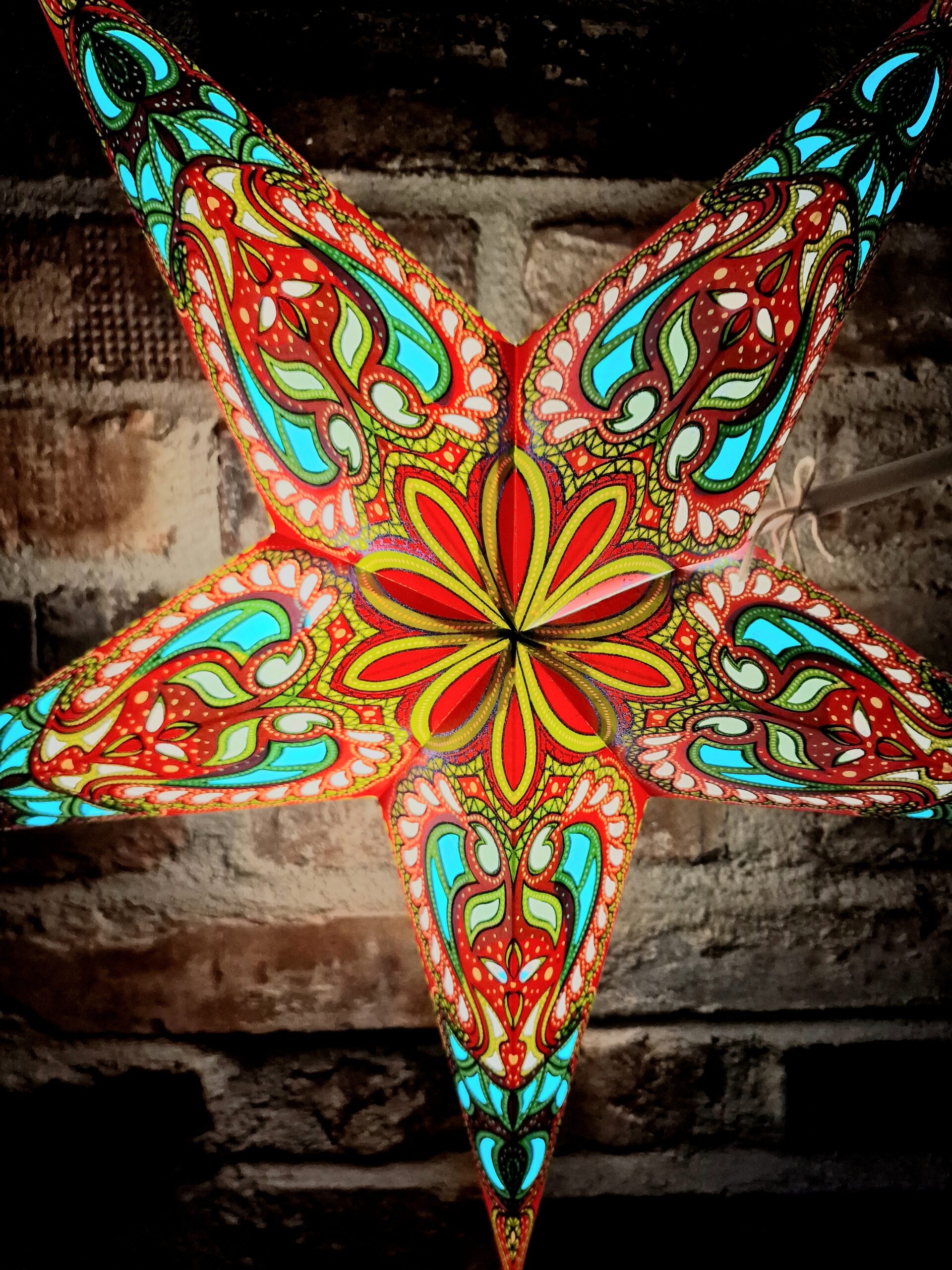 Adventsstjärna Allmoge Rosa och Turkos