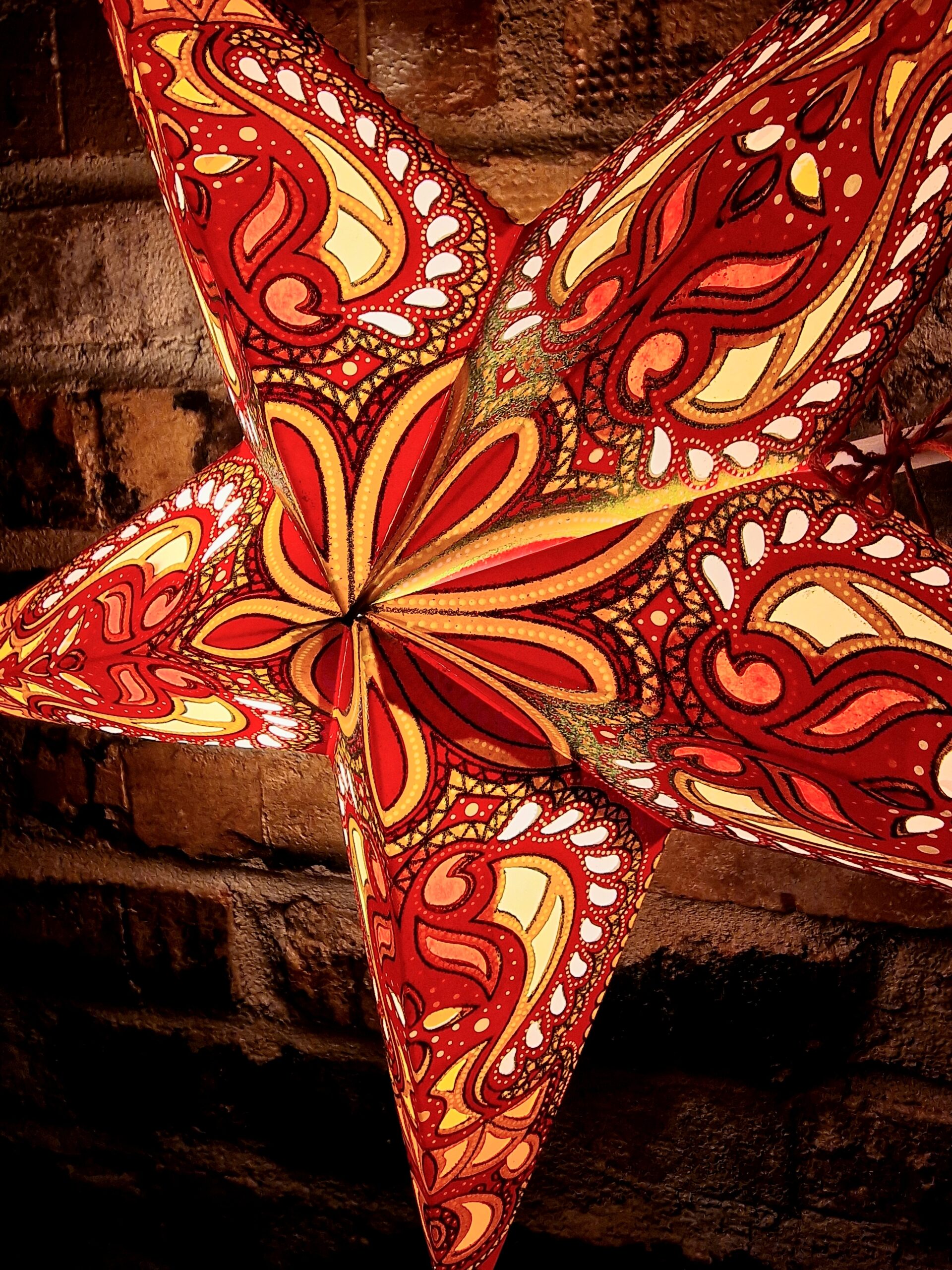 Adventsstjärna Allmoge grön och röd