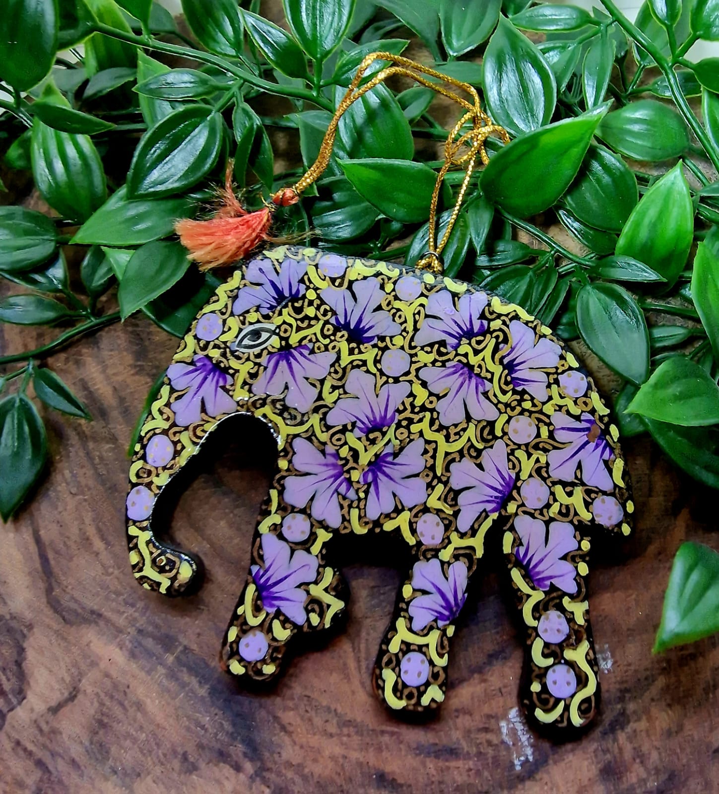 Juldekoration Elefant Lila och Svart