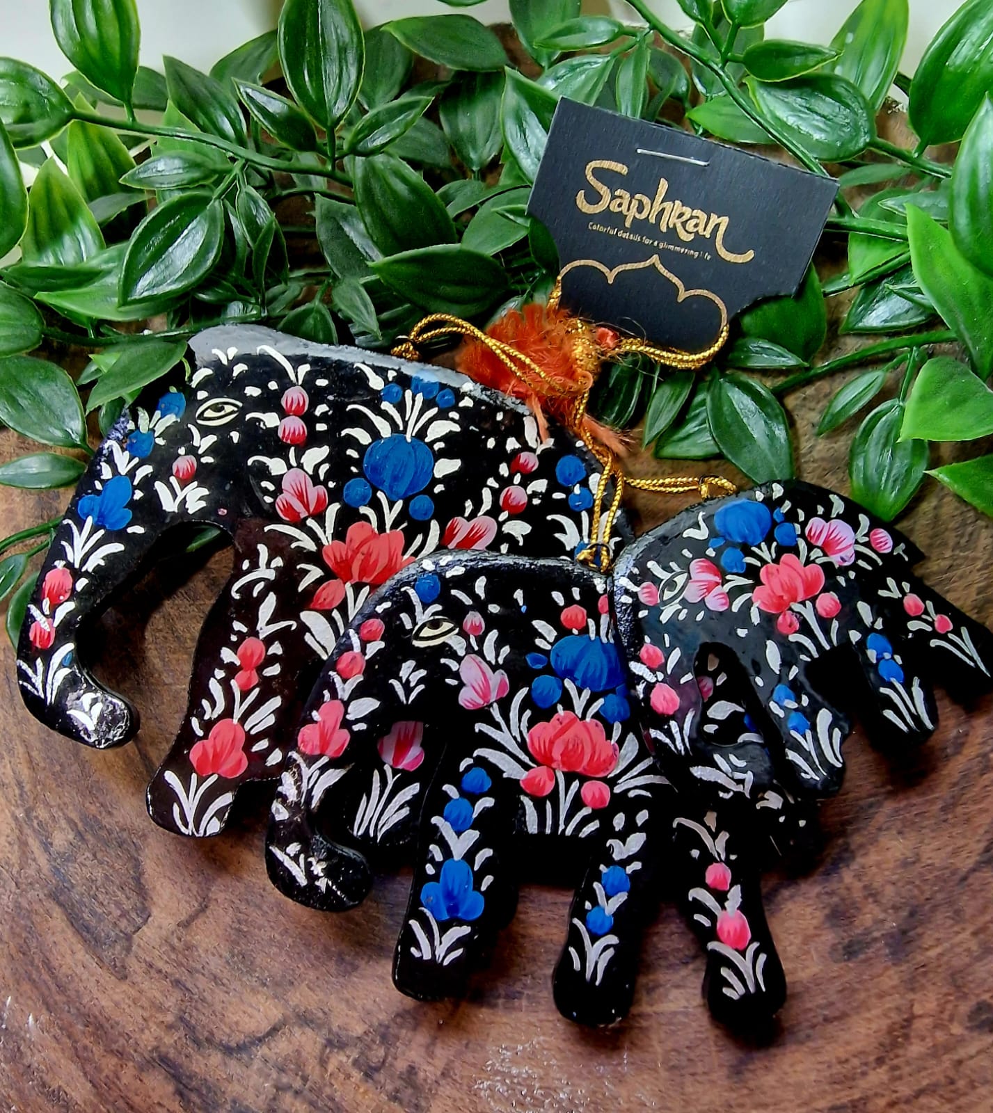 Juldekoration Elefant Svart 3-pack