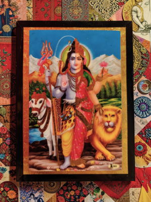 Tavla med Shiva och Parvati – hinduiska gudomar för kärlek, styrka och balans