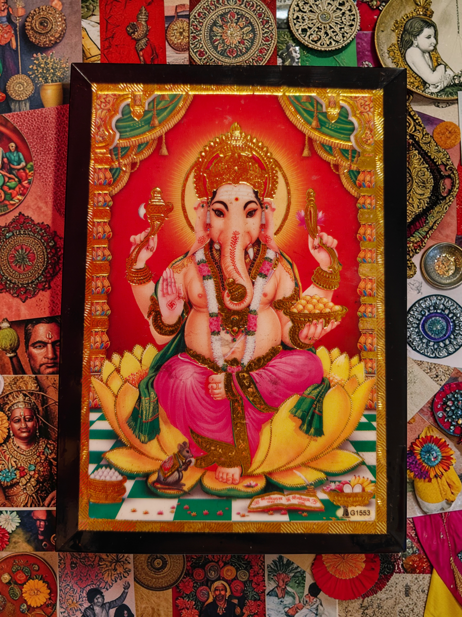 Ganesha tavla med hinduisk gud med elefanthuvud och symbol för framgång och visdom