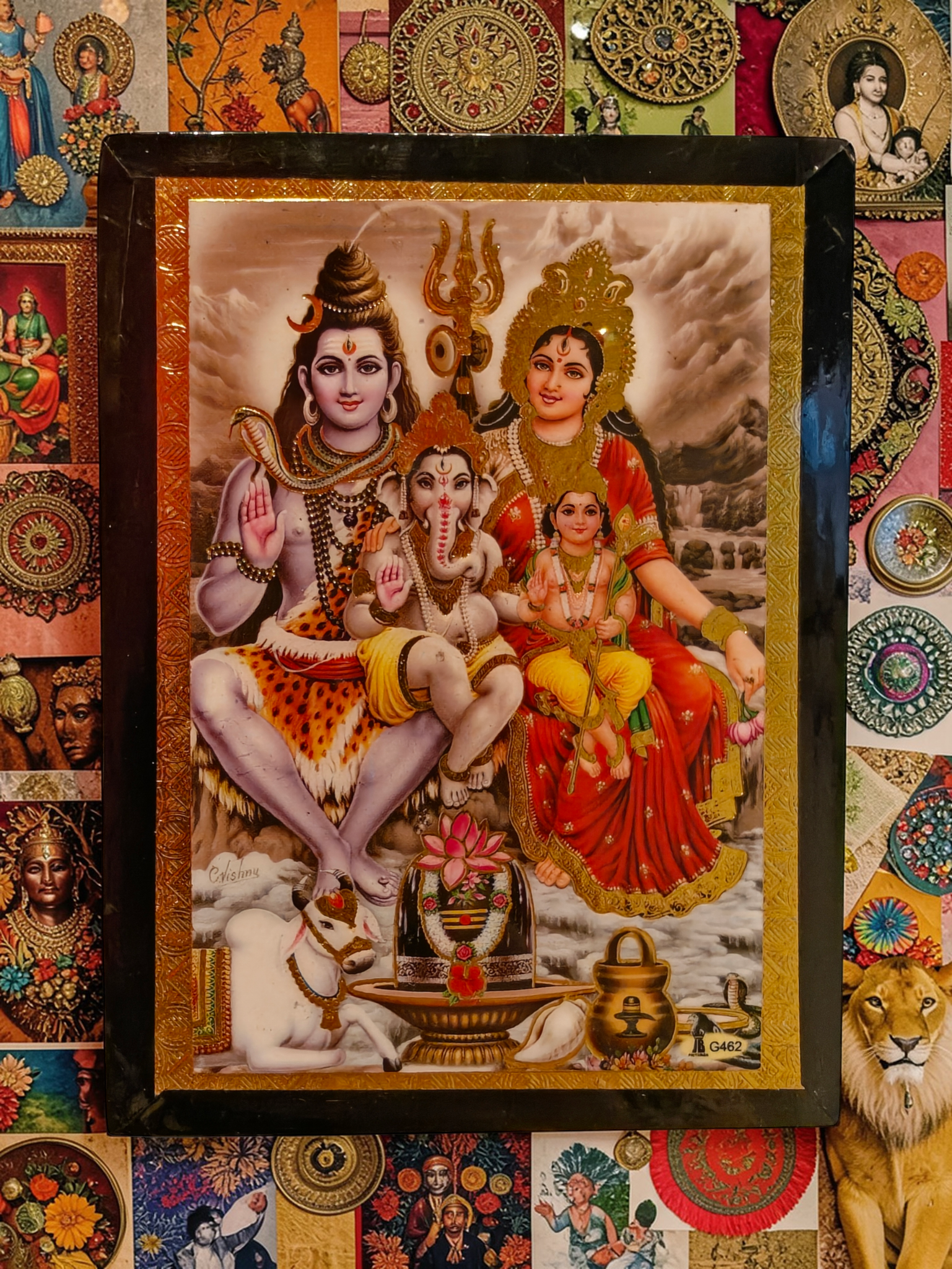 Tavla med Shiva och Parvati – hinduiska gudomar för kärlek, styrka och balans