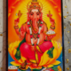 Ganesha tavla med hinduisk gud med elefanthuvud och symbol för framgång och visdom