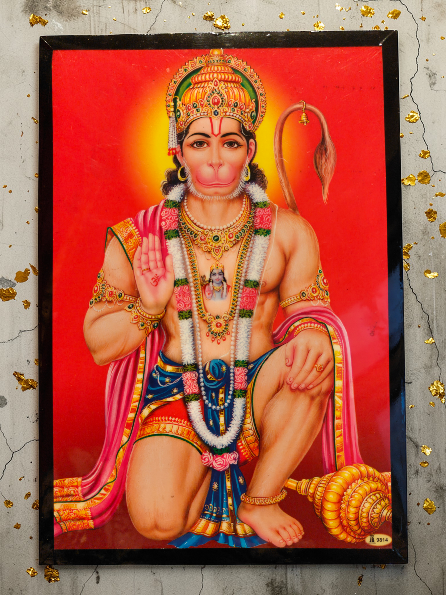 Tavla Hanuman Hanuman tavla med hinduisk apgud och symbol för styrka, mod och lojalitet