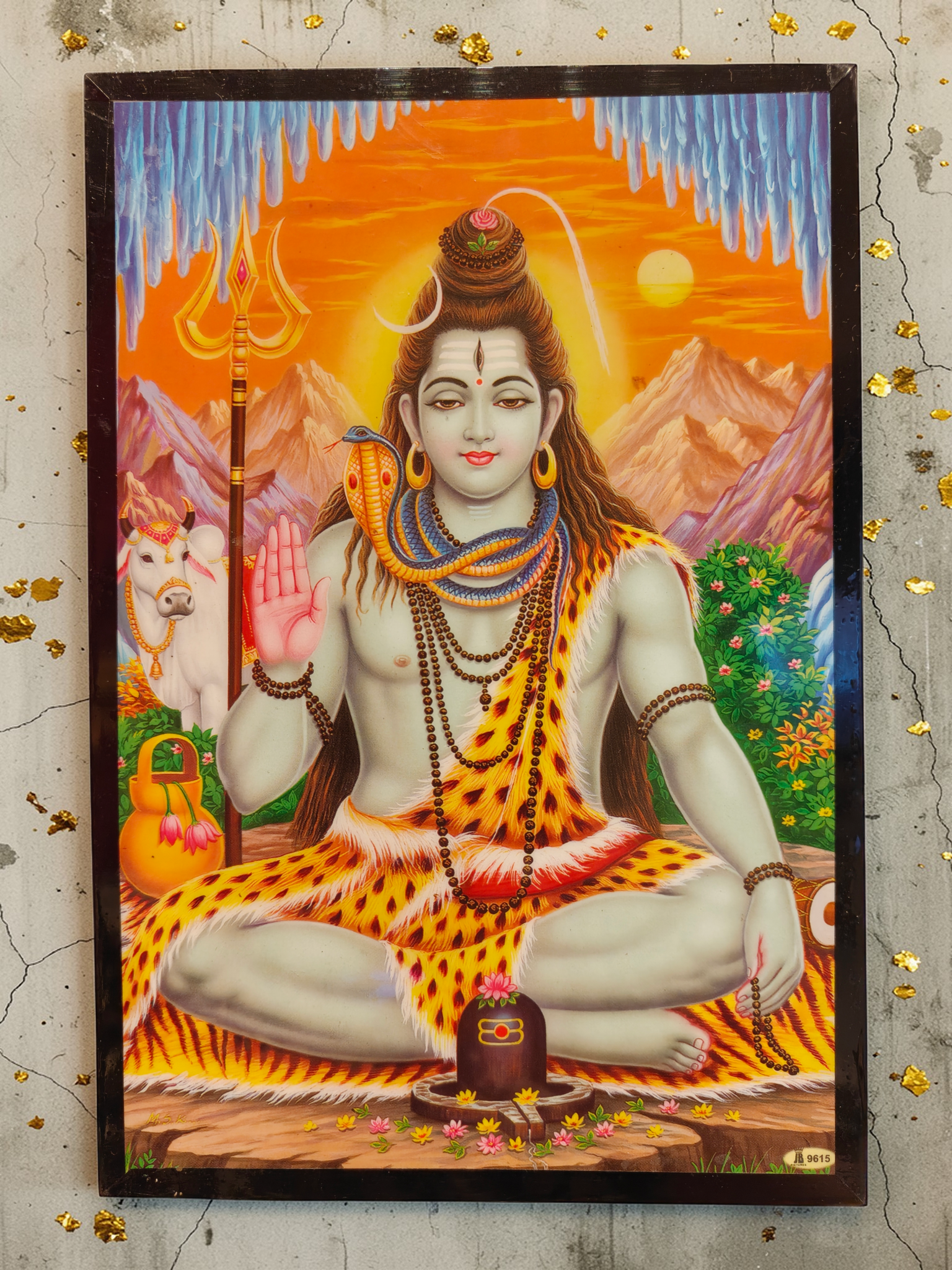 Shiva tavla med hinduisk gud och symbol för styrka, transformation och beskydd