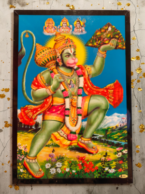 Hanuman tavla med hinduisk apgud och symbol för styrka, mod och lojalitet