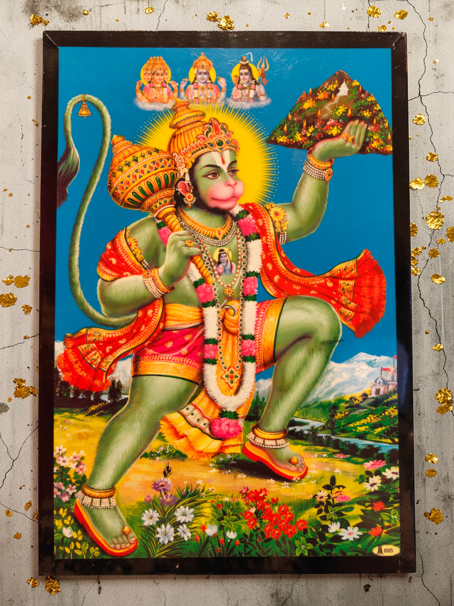 Hanuman tavla med hinduisk apgud och symbol för styrka, mod och lojalitet